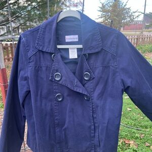 VINTAGE No Boundaries Women's Deep Blue Crop Trench Junior 11/13